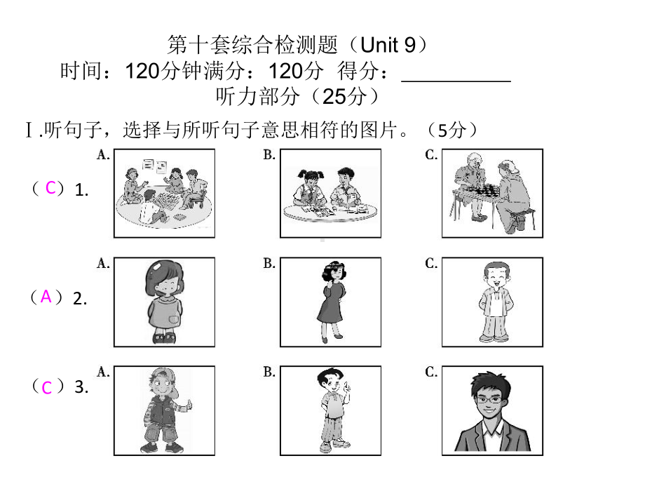 人教版七年级英语下册第九单元测试题课件版.ppt（纯ppt,无音视频）_第1页