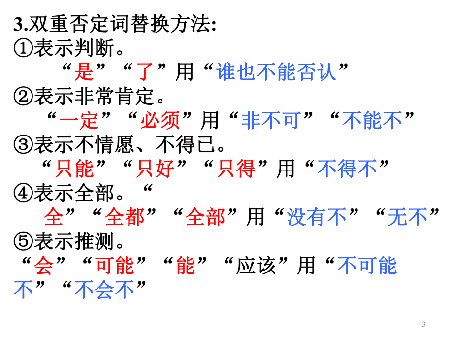 五年级上册语文课件--句式转换之双重否定句-部编版.ppt_第3页