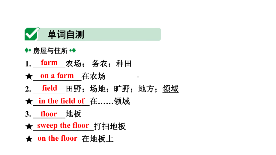 人教版中考英语词汇复习-专题二-名词-话题3-居住环境课件.ppt_第3页