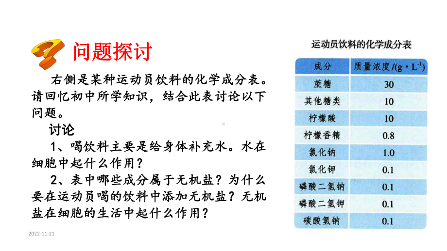 人教版新教材《细胞中的无机物》完美版1课件.pptx_第2页