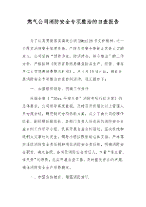 燃气公司消防安全专项整治的自查报告.docx