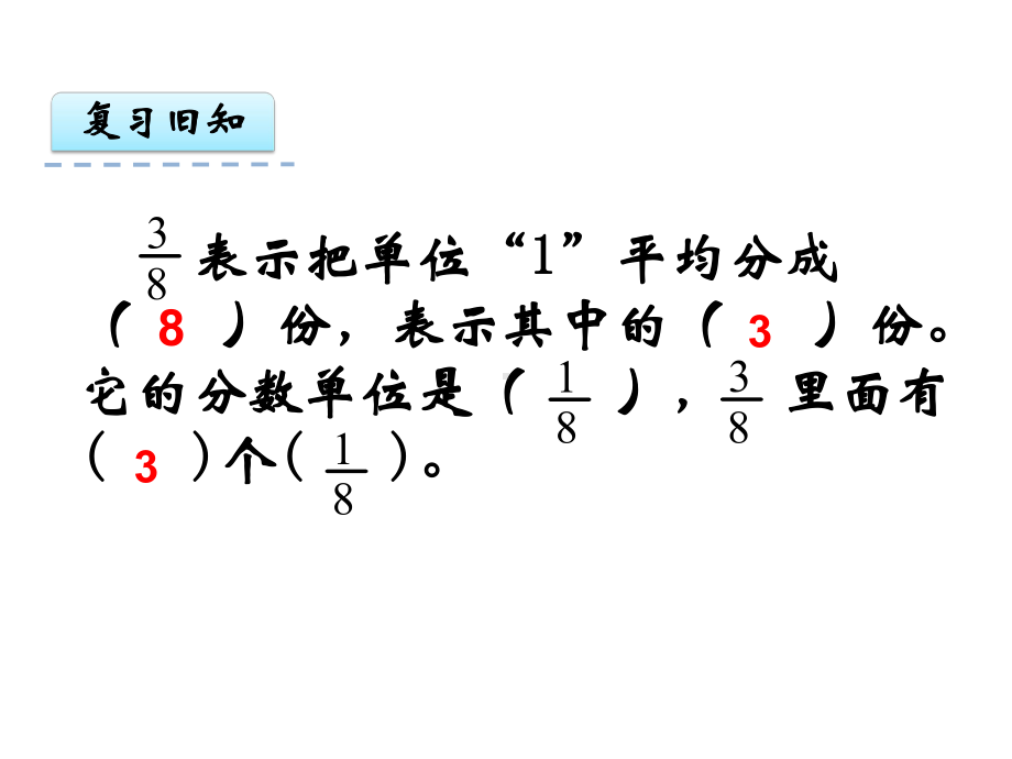 冀教版三年级数学下册课件：85简单的分数加减法(二).ppt_第2页