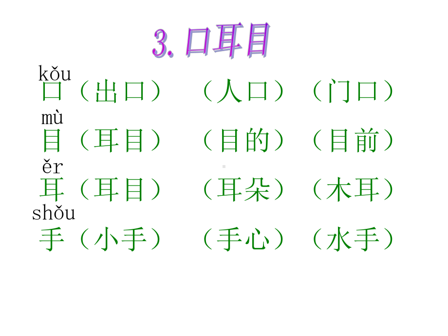 人教版语文一上一年级上册(部编版)-一年级语文上册生字组词-市级公开课课件.ppt_第3页