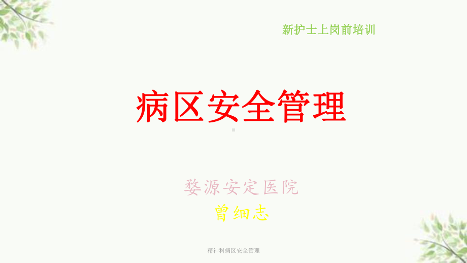 精神科病区安全管理课件.ppt_第1页