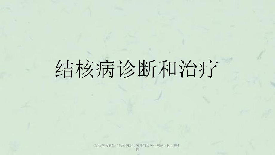 结核病诊断治疗结核病定点医院门诊医生规范化诊治培训班课件.ppt_第1页