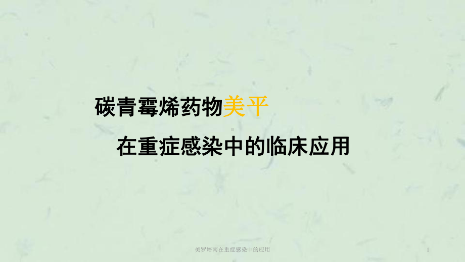 美罗培南在重症感染中的应用课件.ppt_第1页