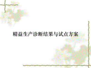 精益生产诊断结果与试点方案.ppt