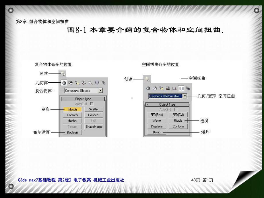 3dmax课件-01制作三维动画的基本步骤08组合物体和空间扭曲.ppt_第1页