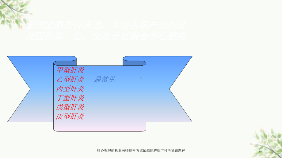 精心整理的执业医师资格考试试题题解妇产科考试题题解课件.ppt_第2页