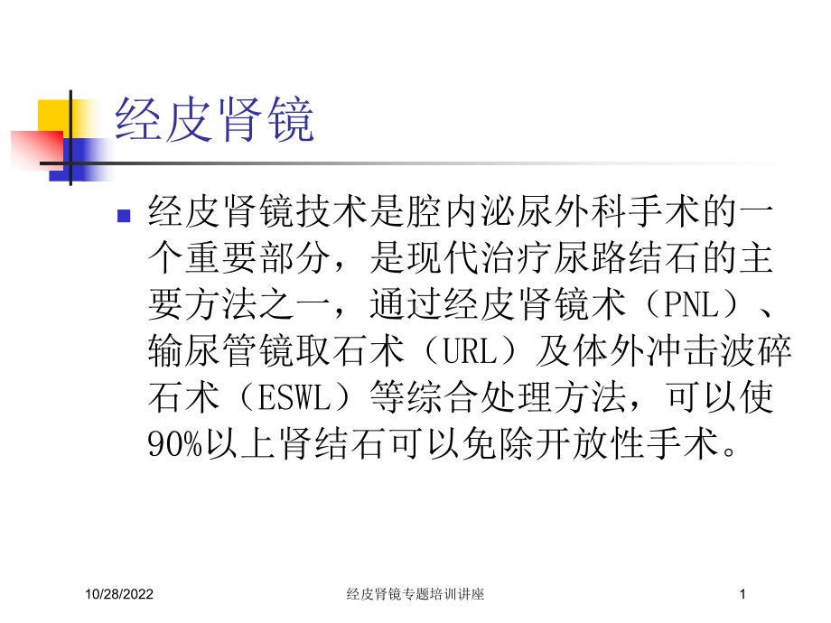 经皮肾镜专题培训讲座培训课件.ppt_第1页