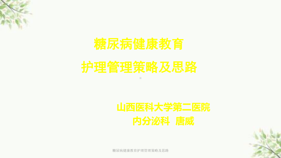 糖尿病健康教育护理管理策略及思路课件.ppt_第1页