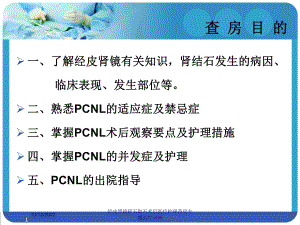 经皮肾镜碎石取石术后医疗护理查房专题医疗讲座培训课件.ppt