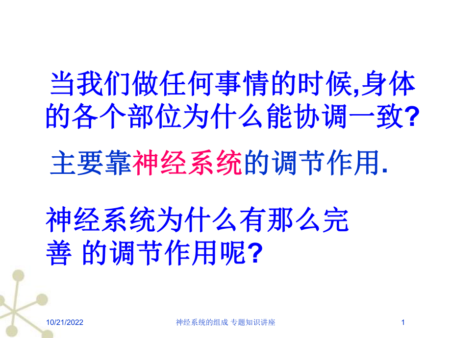 神经系统的组成-专题知识讲座培训课件.ppt_第1页