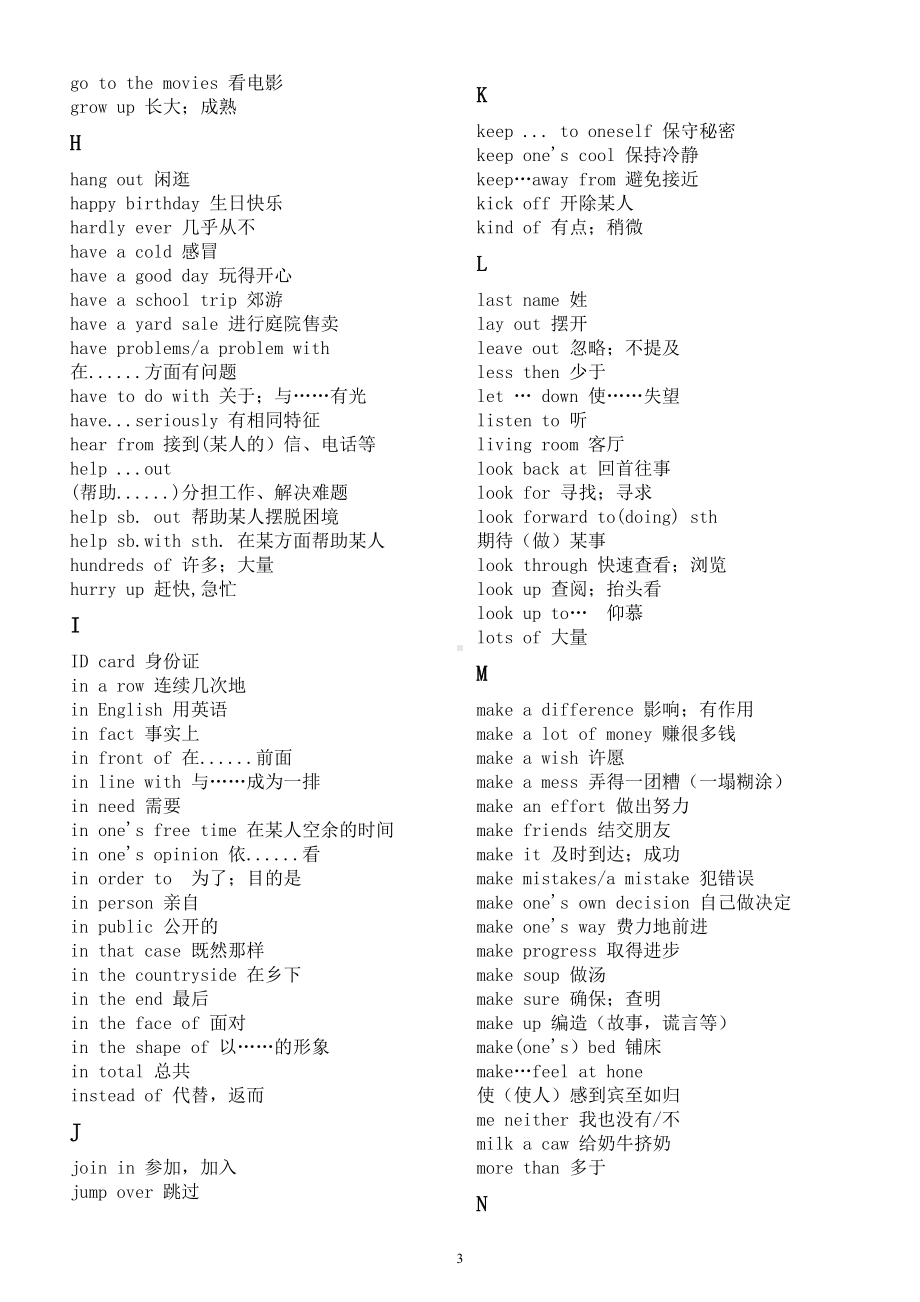 初中英语中考复习词组（短语）及固定搭配汇总（按字母顺序编排）.doc_第3页