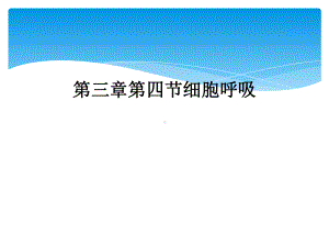 三章四节细胞呼吸课件.ppt