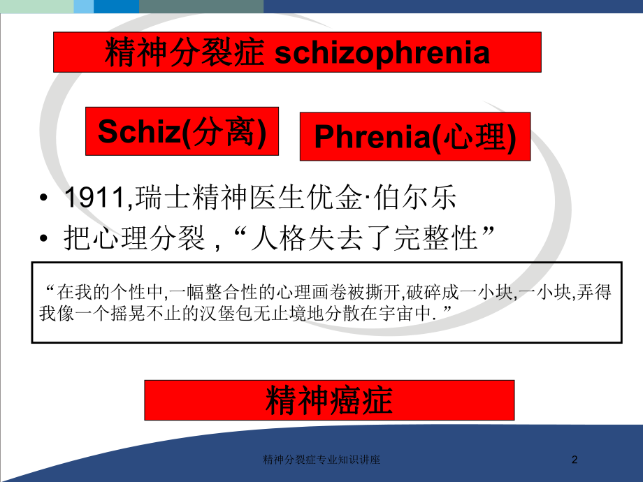 精神分裂症专业知识讲座培训课件.ppt_第2页