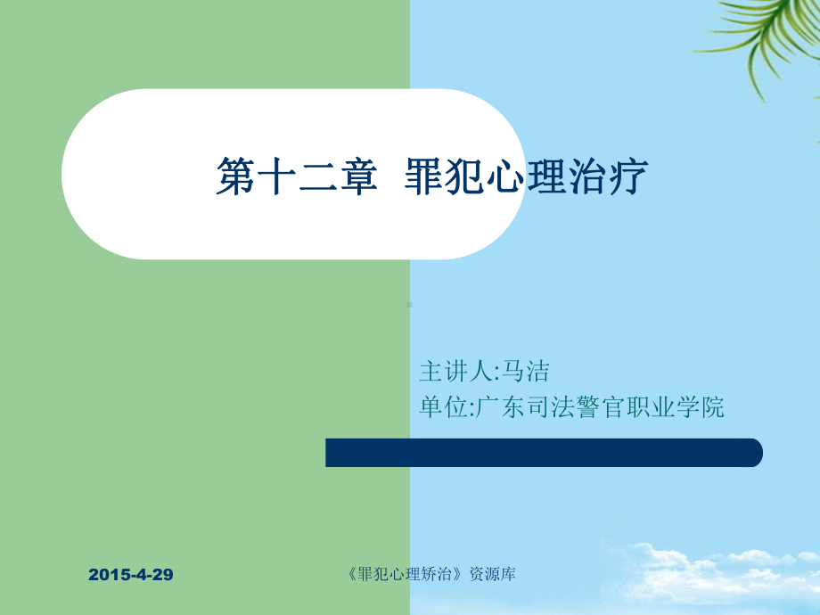 十二章罪犯心理治疗概要课件.ppt_第1页