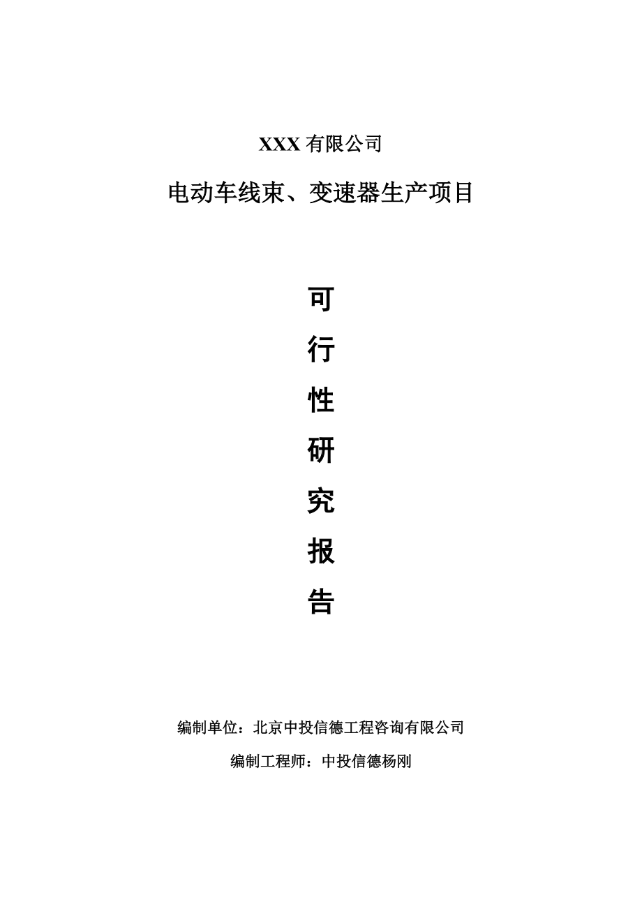 电动车线束、变速器生产可行性研究报告建议书申请备案.doc_第1页