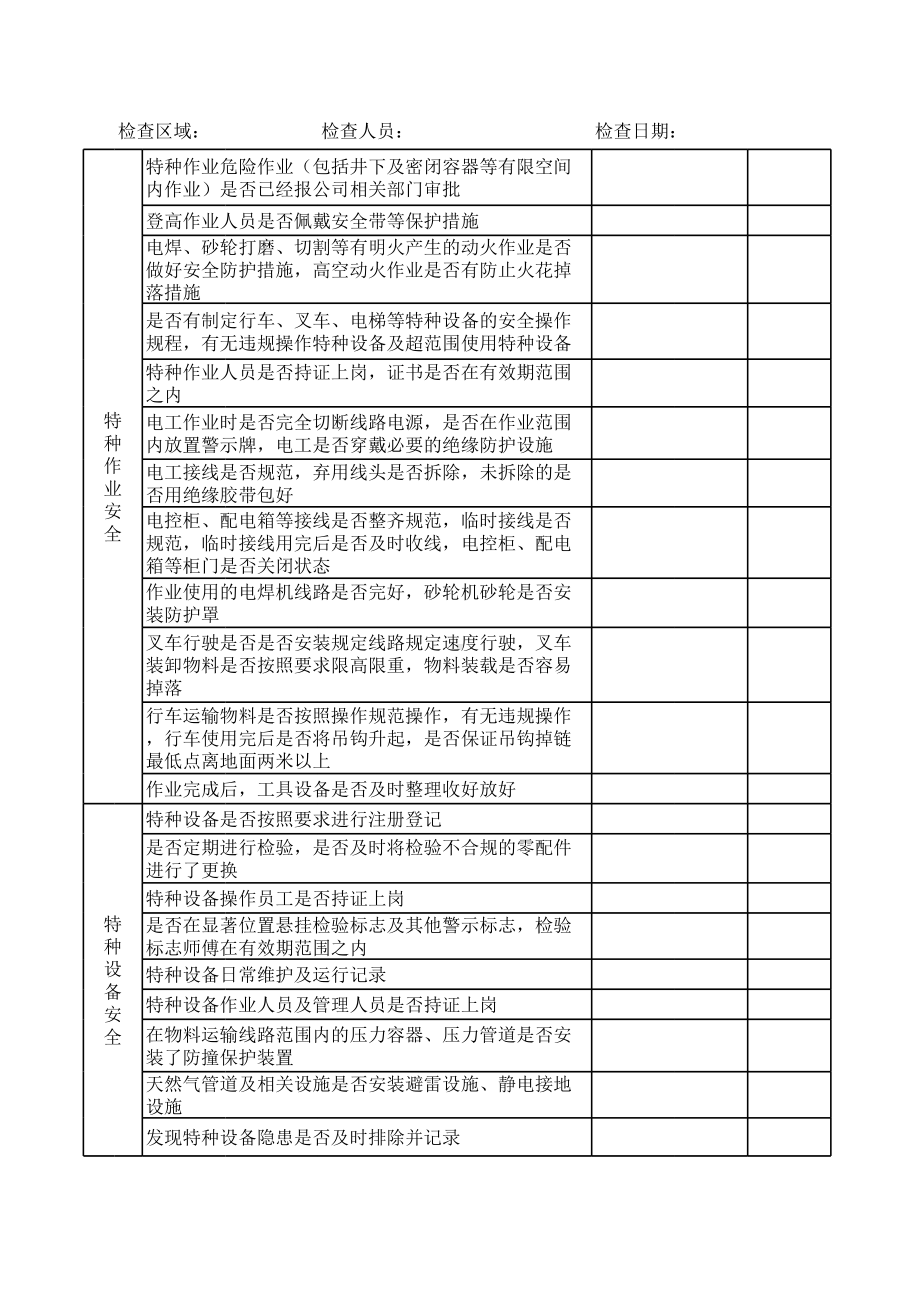 公司EHS检查表参考模板范本.xls_第3页