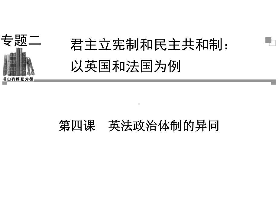 人教版高中政治选修3专题二第四课《英法政治体制的异同》课件.ppt_第1页