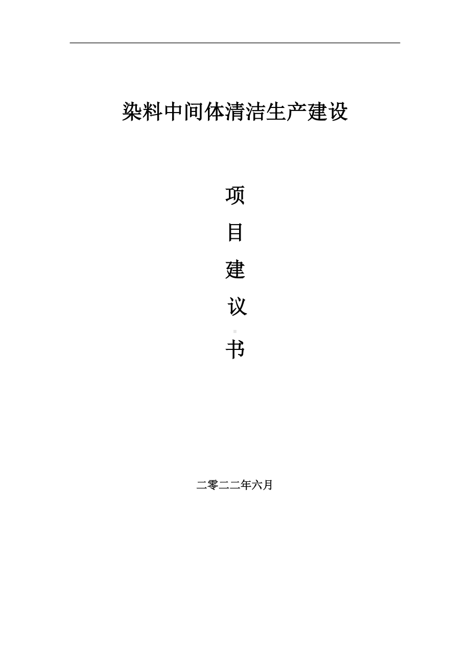 染料中间体清洁生产项目建议书（写作模板）.doc_第1页