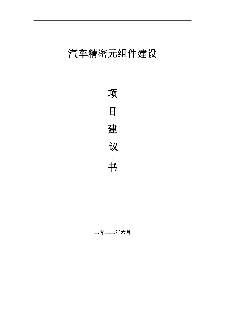 汽车精密元组件项目建议书（写作模板）.doc_第1页