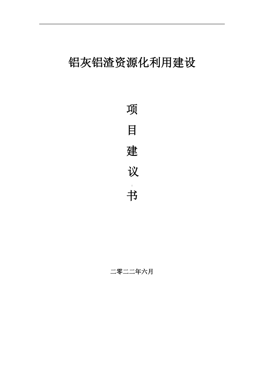 铝灰铝渣资源化利用项目建议书（写作模板）.doc_第1页