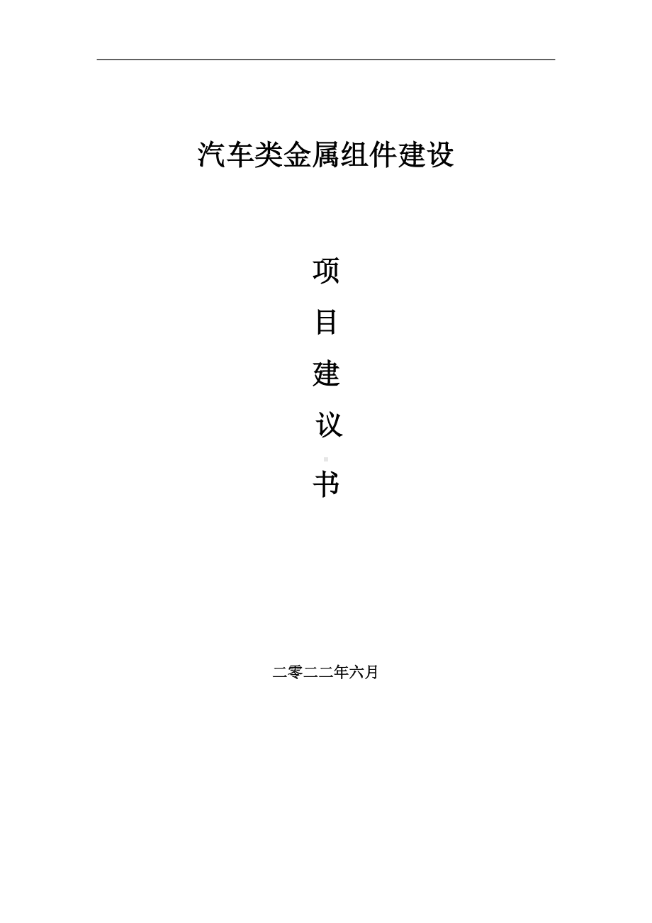 汽车类金属组件项目建议书（写作模板）.doc_第1页