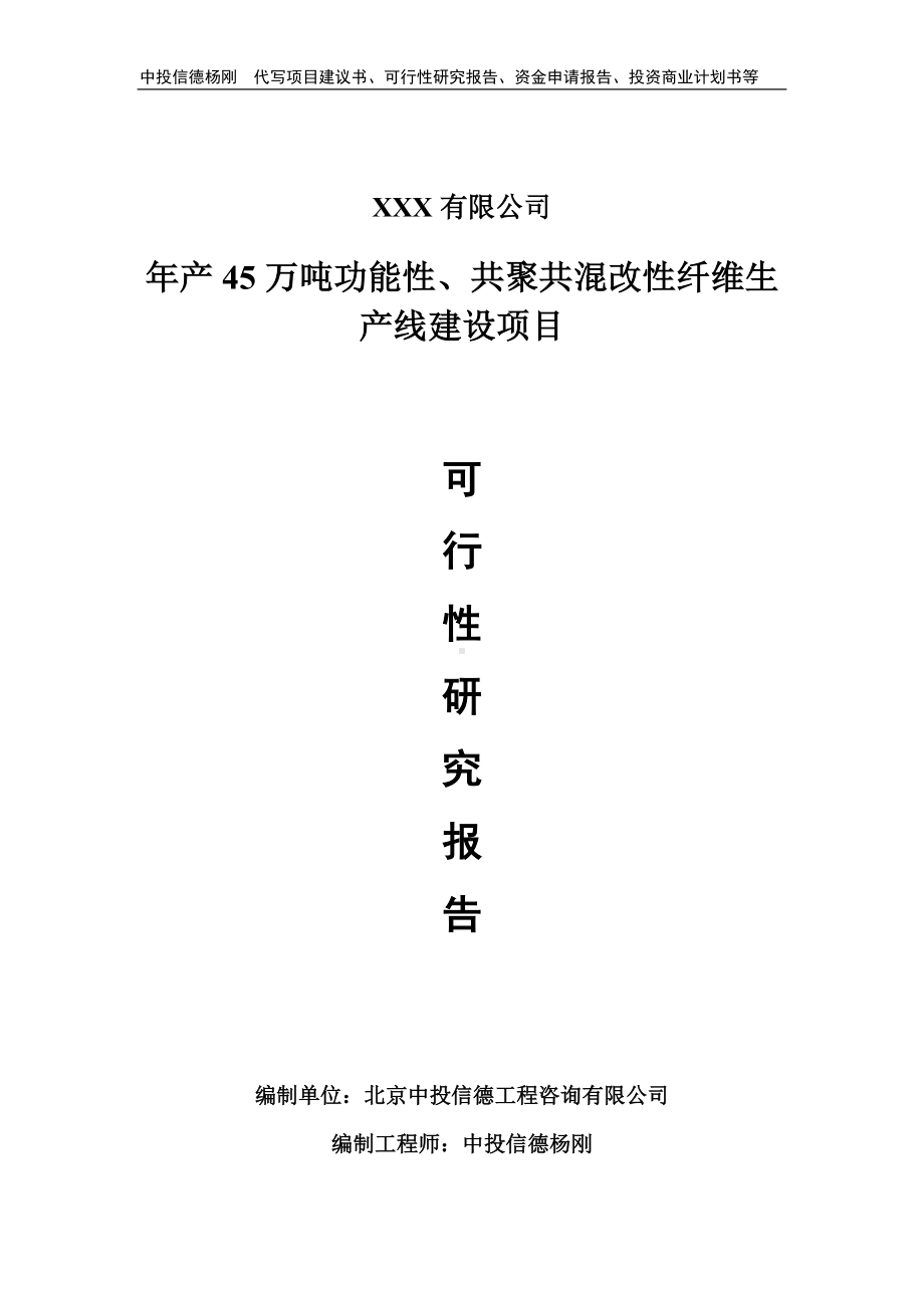 年产45万吨功能性、共聚共混改性纤维可行性研究报告申请备案.doc_第1页