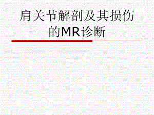 肩关节解剖及其损伤的MR诊断教学提纲课件.ppt