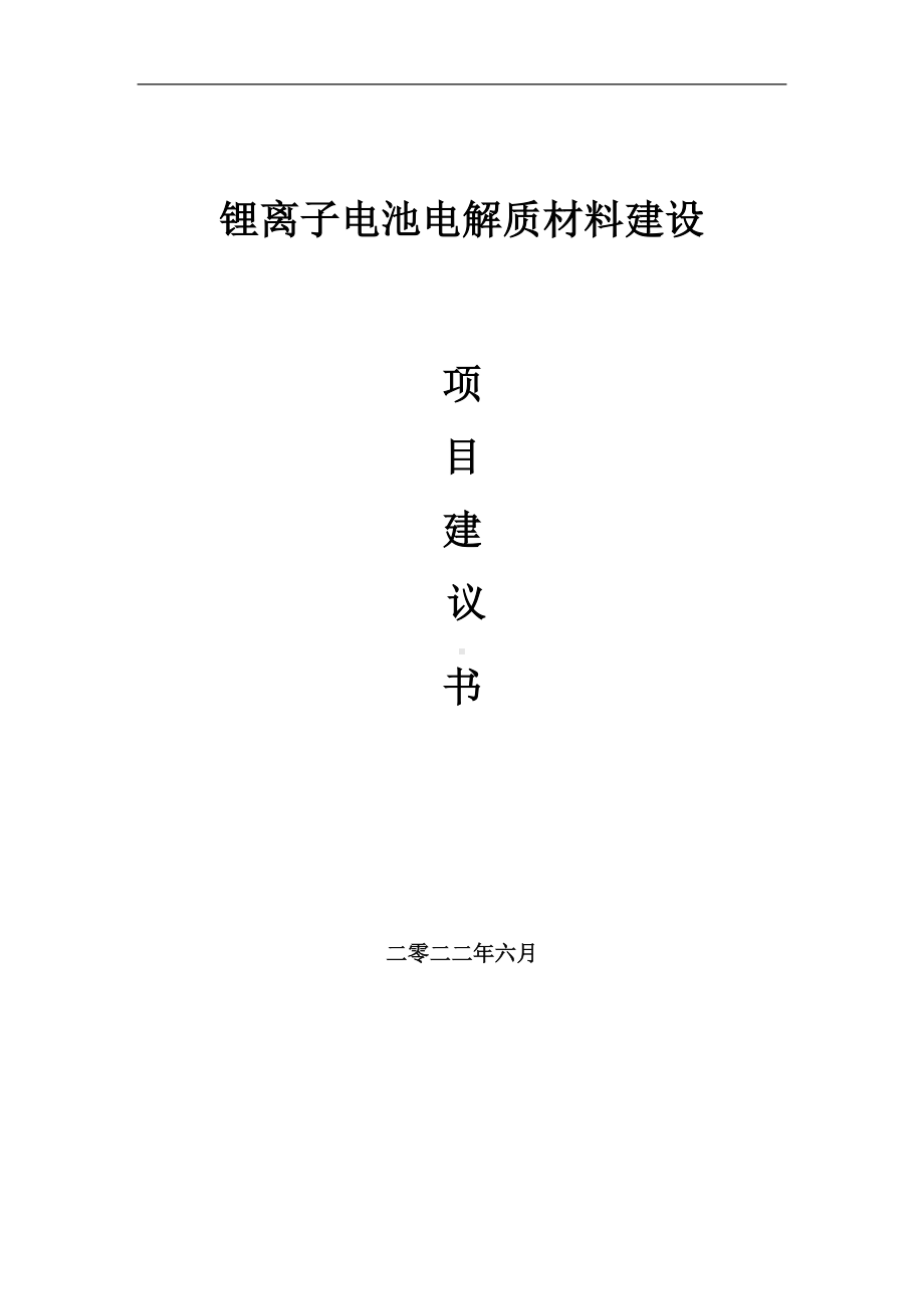 锂离子电池电解质材料项目建议书（写作模板）.doc_第1页