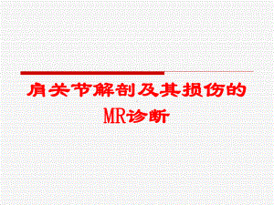 肩关节解剖及其损伤的MR诊断培训课件.ppt