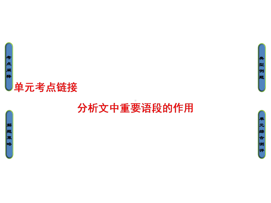 人教版高中语文必修5第4单元单元考点链接分析文中重要语段的作用全面版课件.ppt_第1页