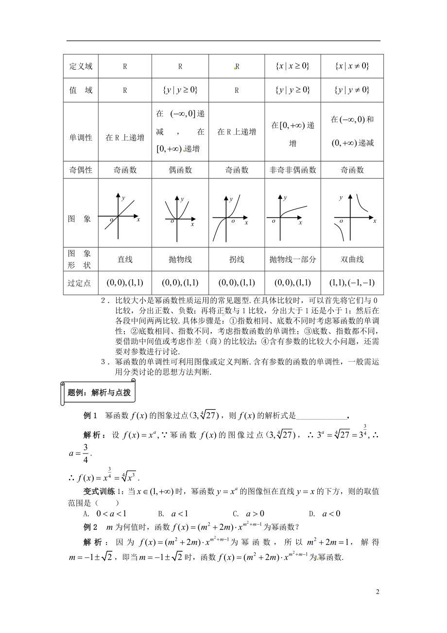 高中数学 2.3幂函数同步辅导 新人教A版必修1.doc_第2页