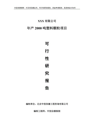 年产2000吨塑料颗粒项目可行性研究报告申请备案.doc