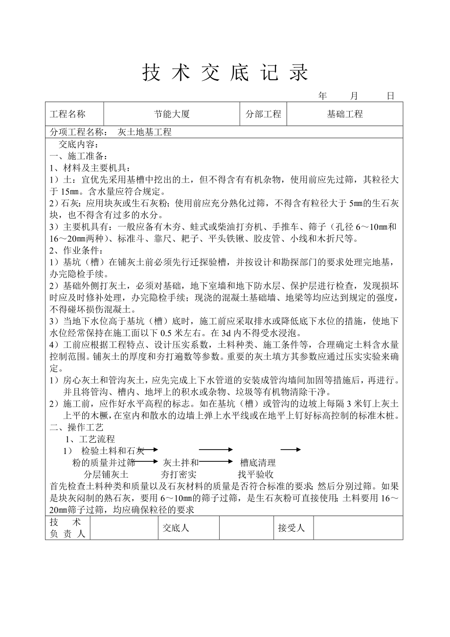 灰土地基工程技术交底参考模板范本.doc_第1页