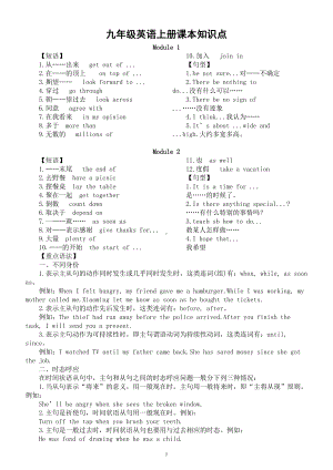 初中英语外研版九年级上册课本知识点汇总（分单元编排）.doc