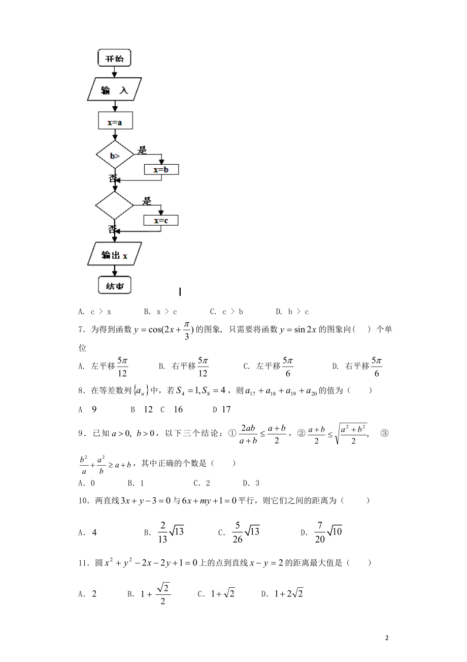 高一数学下学期期末考试试题 理 新人教A版.doc_第2页