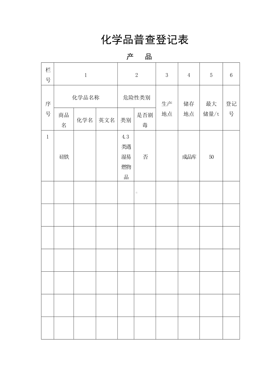 化学品普查登记表参考模板范本.doc_第1页