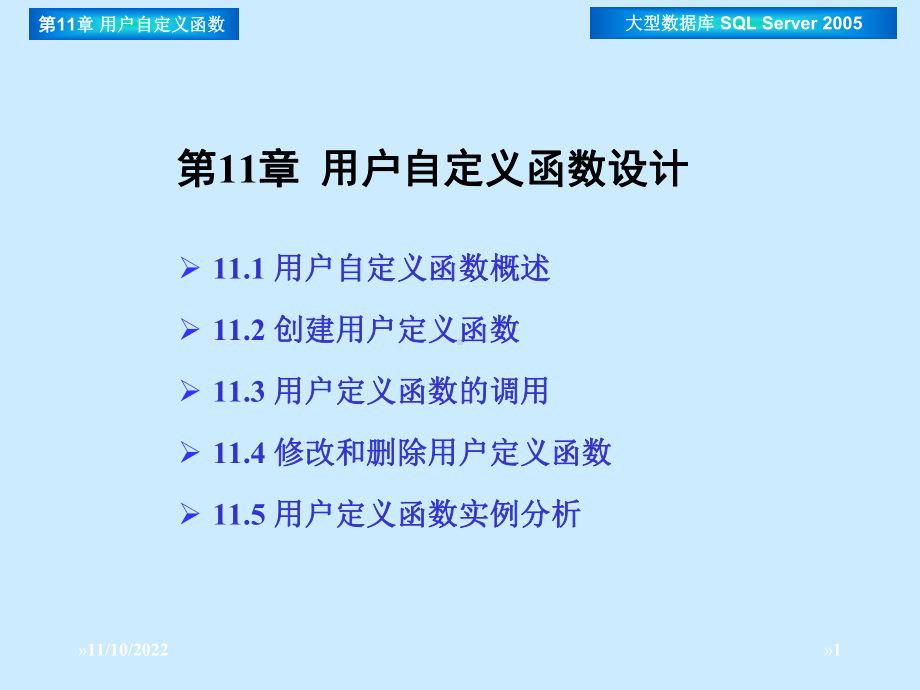 大型数据库技术第11章用户自定义函数课件.ppt_第1页