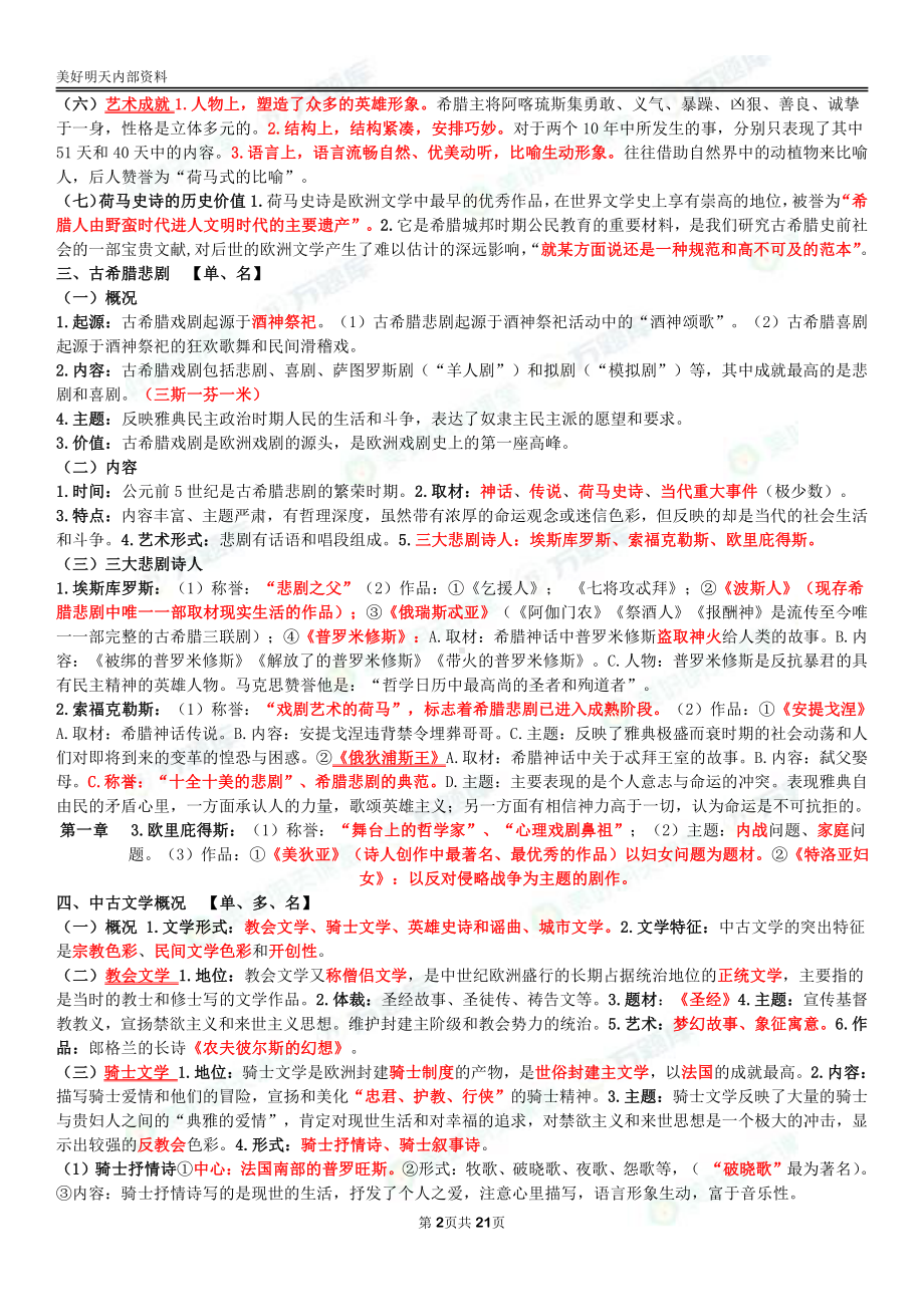 自考00540外国文学史终极绝杀30点.pdf_第2页