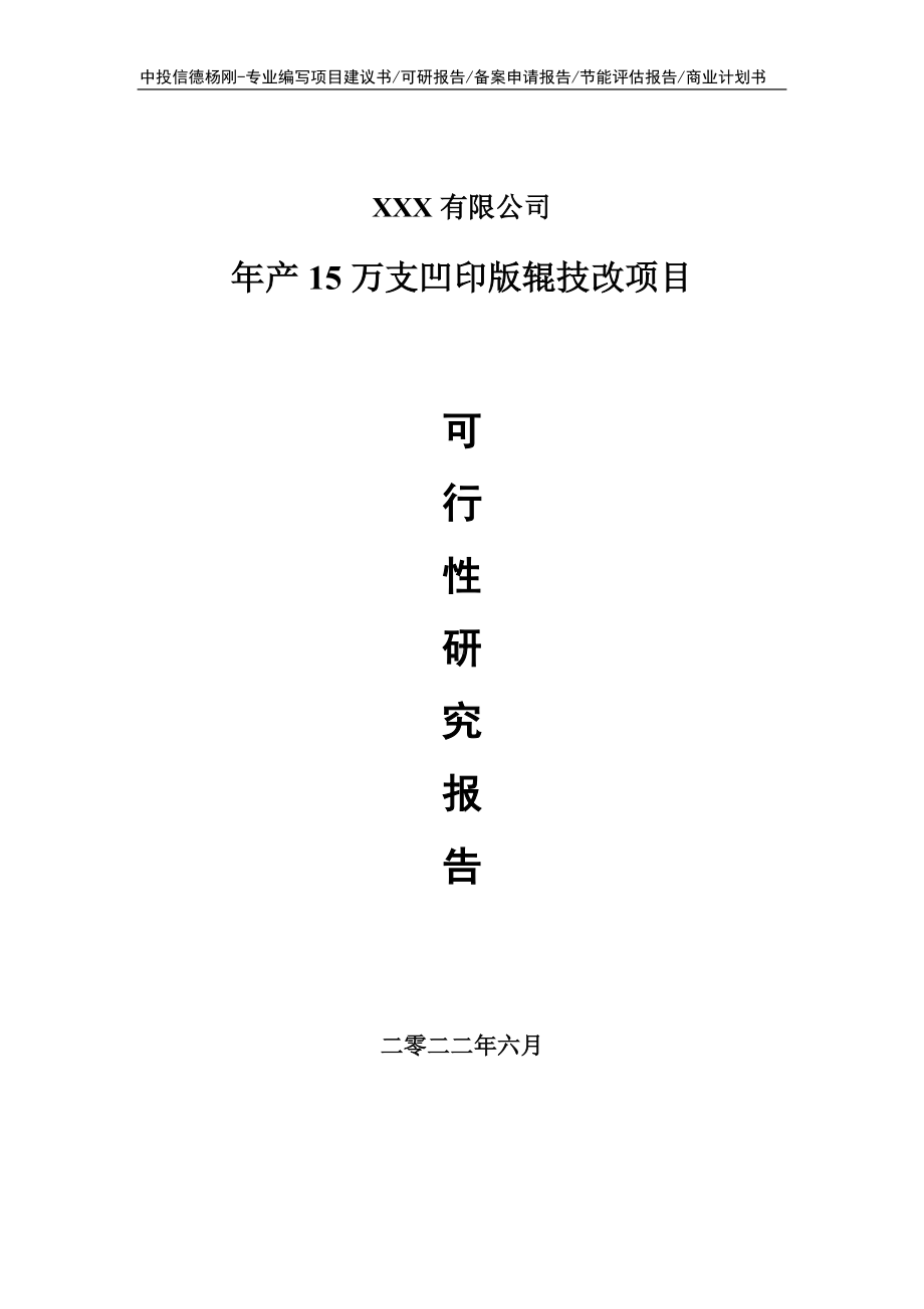 年产15万支凹印版辊技改可行性研究报告申请建议书.doc_第1页