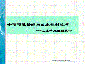 （培训教材）全面预算管理与成本控制技巧-从战略思维到执行课件.ppt