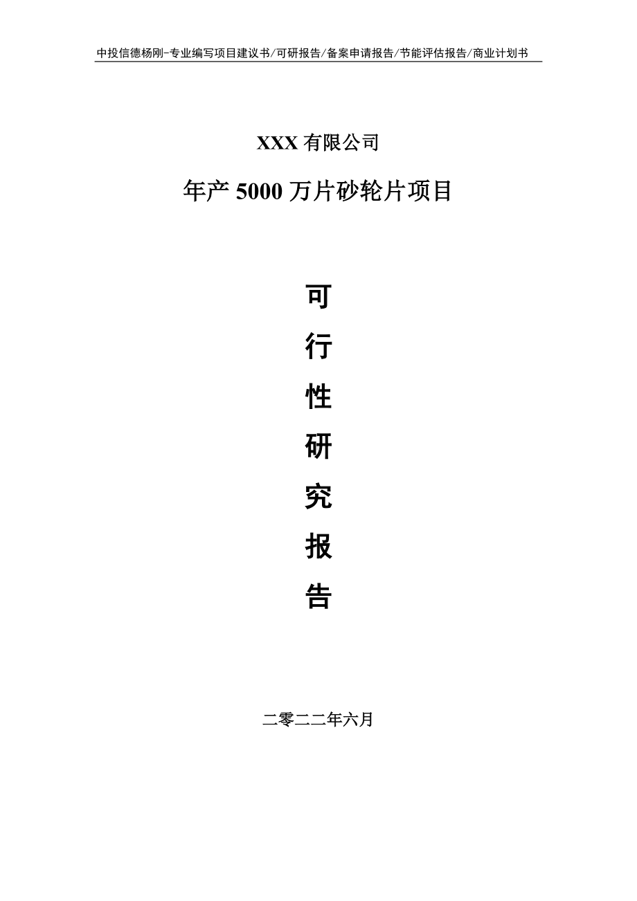 年产5000万片砂轮片项目可行性研究报告申请书.doc_第1页