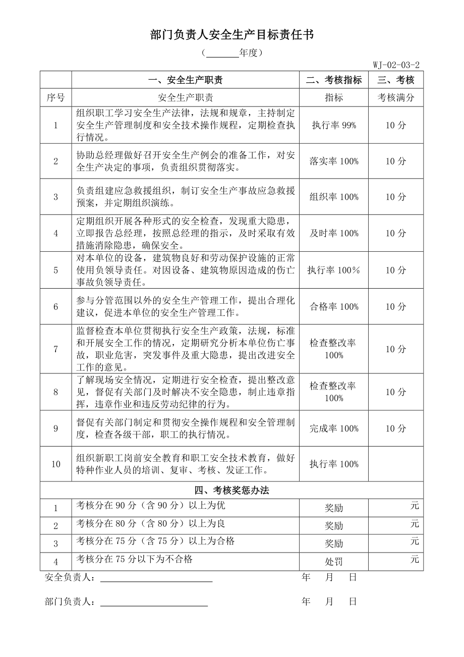 企业安全生产目标责任书参考模板范本.doc_第3页