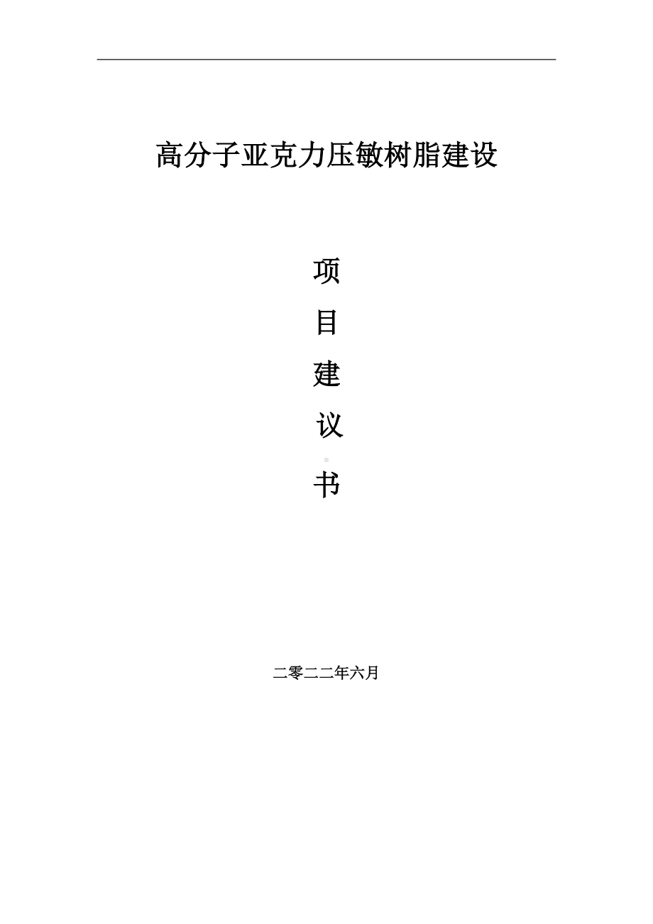 高分子亚克力压敏树脂项目建议书（写作模板）.doc_第1页