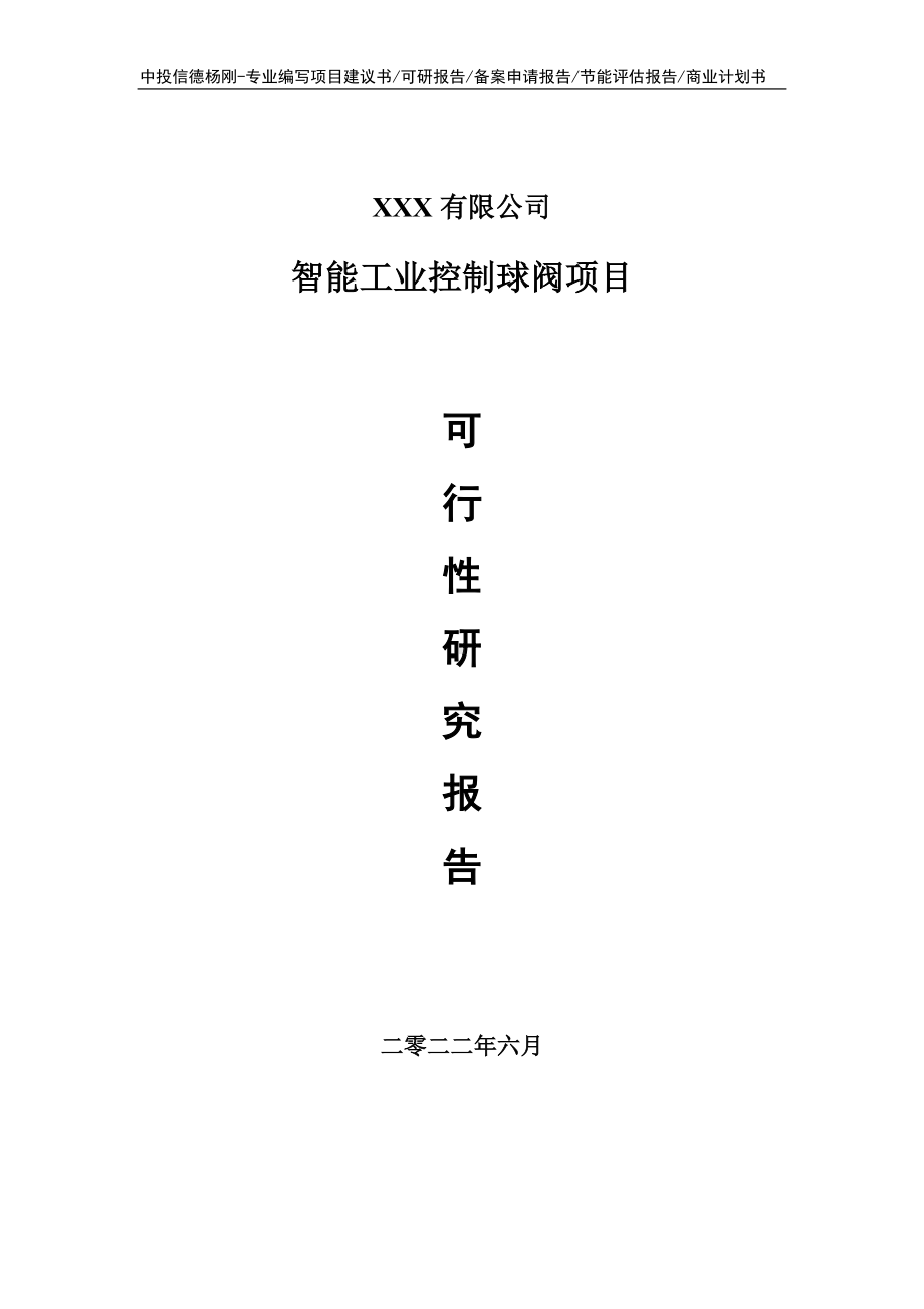 智能工业控制球阀项目可行性研究报告建议书.doc_第1页