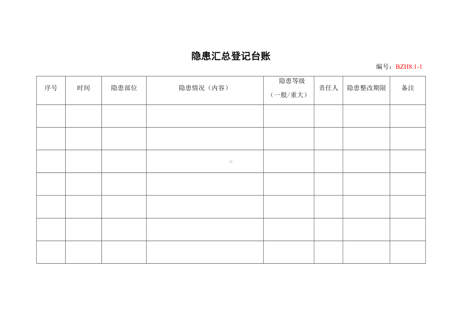 企业安全标准化-隐患汇总登记台账参考模板范本.doc_第1页