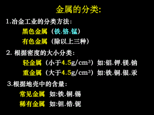 冶金工业的分类方法黑色金属(铁铬锰)有色金属(除以上三种)课件.ppt