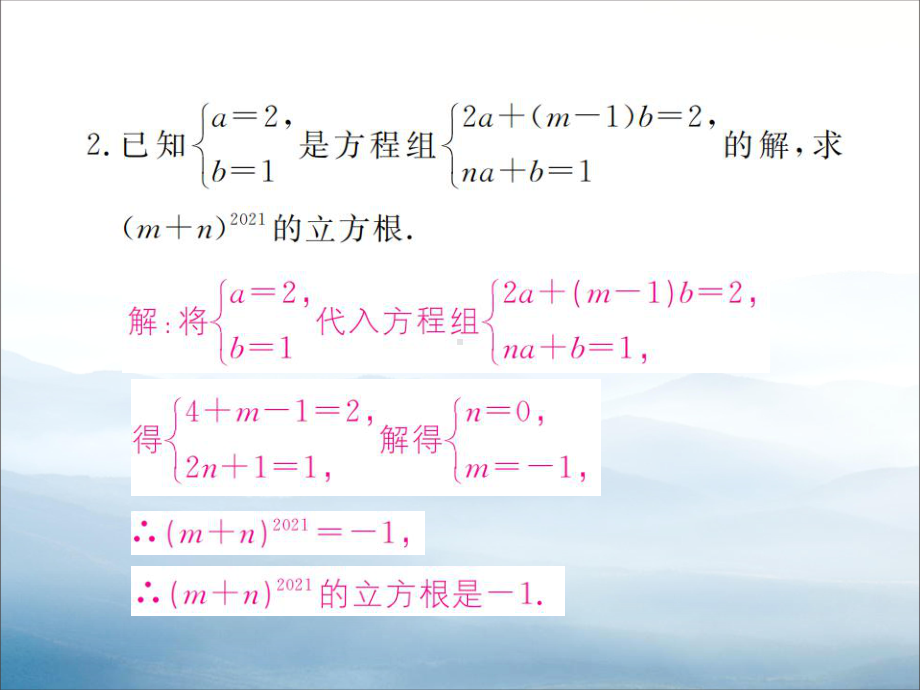 专题训练十六-二元一次方程(组)的参数问题(共11张)课件.ppt_第3页